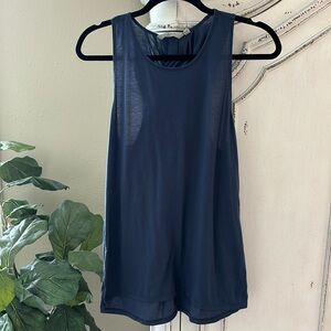 Athleta Tank Top Womens Small Blue Criss Cross Back Polyester Blend